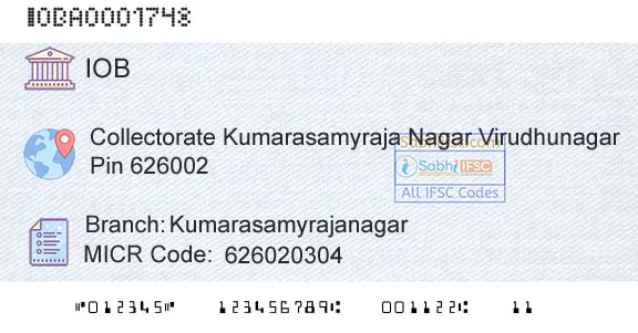 Indian Overseas Bank KumarasamyrajanagarBranch 