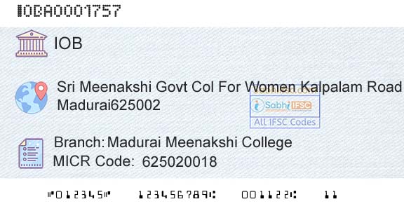 Indian Overseas Bank Madurai Meenakshi CollegeBranch 