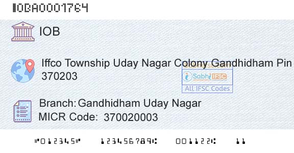 Indian Overseas Bank Gandhidham Uday NagarBranch 