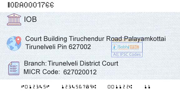 Indian Overseas Bank Tirunelveli District CourtBranch 