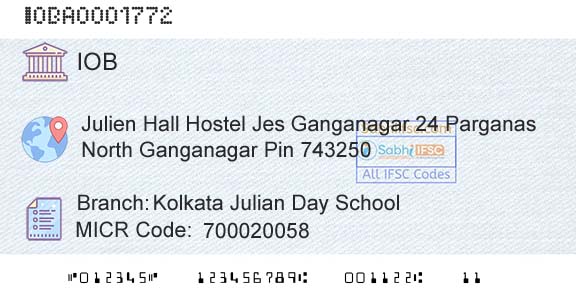 Indian Overseas Bank Kolkata Julian Day SchoolBranch 