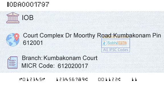 Indian Overseas Bank Kumbakonam CourtBranch 
