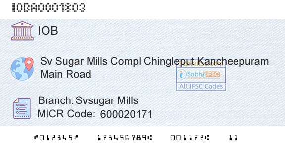 Indian Overseas Bank Svsugar MillsBranch 