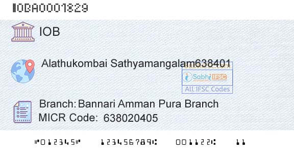 Indian Overseas Bank Bannari Amman Pura BranchBranch 