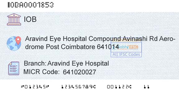 Indian Overseas Bank Aravind Eye HospitalBranch 