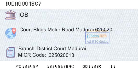 Indian Overseas Bank District Court MaduraiBranch 