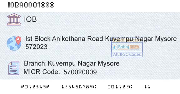 Indian Overseas Bank Kuvempu Nagar MysoreBranch 