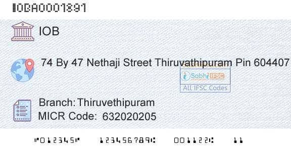 Indian Overseas Bank ThiruvethipuramBranch 