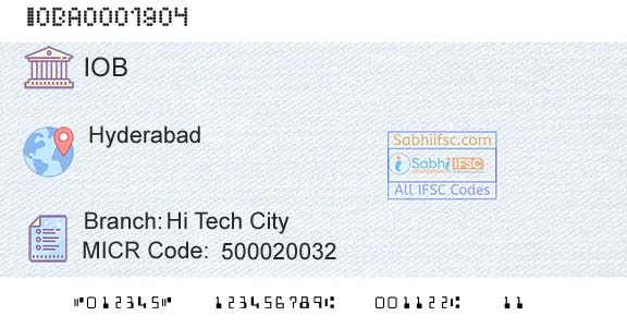 Indian Overseas Bank Hi Tech CityBranch 