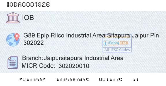 Indian Overseas Bank Jaipursitapura Industrial AreaBranch 