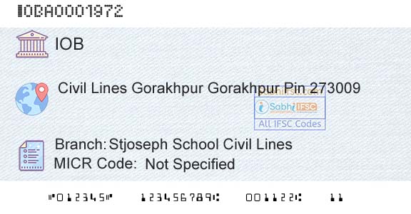 Indian Overseas Bank Stjoseph School Civil LinesBranch 