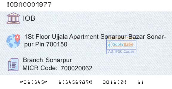 Indian Overseas Bank SonarpurBranch 