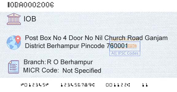 Indian Overseas Bank R O BerhampurBranch 