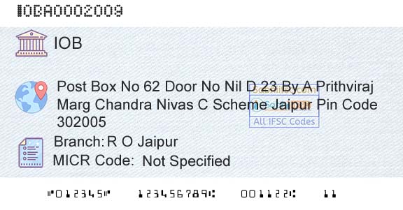 Indian Overseas Bank R O JaipurBranch 
