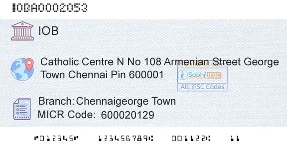 Indian Overseas Bank Chennaigeorge TownBranch 