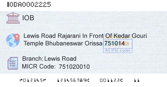 Indian Overseas Bank Lewis RoadBranch 