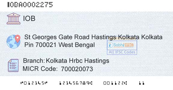 Indian Overseas Bank Kolkata Hrbc HastingsBranch 