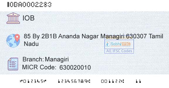 Indian Overseas Bank ManagiriBranch 