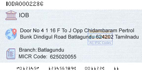 Indian Overseas Bank BatlagunduBranch 