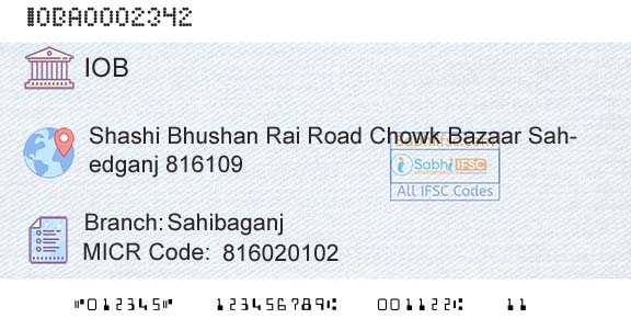 Indian Overseas Bank SahibaganjBranch 