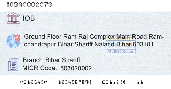 Indian Overseas Bank Bihar ShariffBranch 