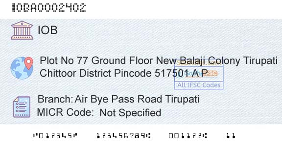 Indian Overseas Bank Air Bye Pass Road TirupatiBranch 