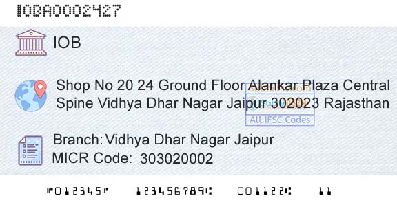 Indian Overseas Bank Vidhya Dhar Nagar JaipurBranch 