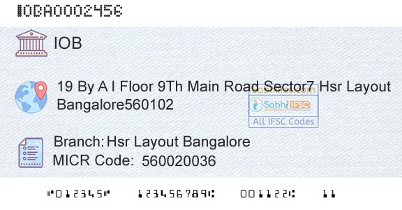 Indian Overseas Bank Hsr Layout BangaloreBranch 