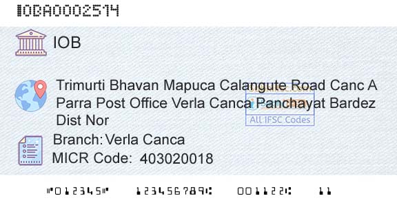 Indian Overseas Bank Verla CancaBranch 