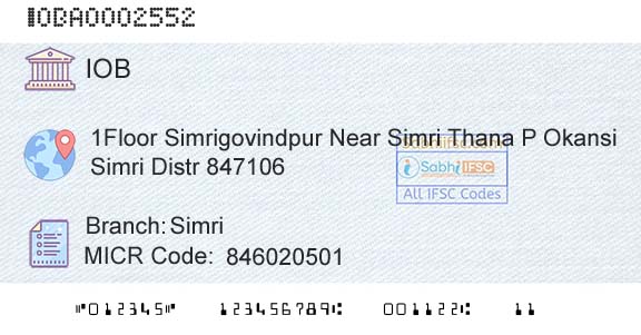 Indian Overseas Bank SimriBranch 