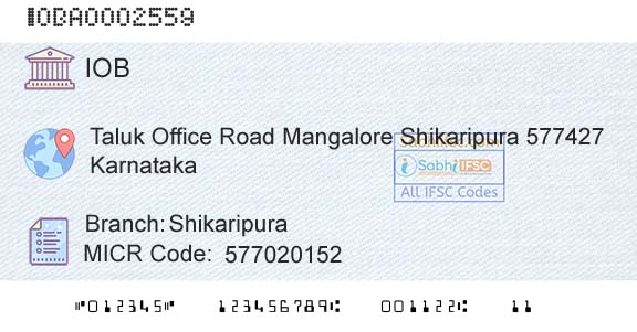 Indian Overseas Bank ShikaripuraBranch 