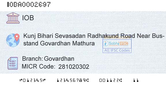 Indian Overseas Bank GovardhanBranch 