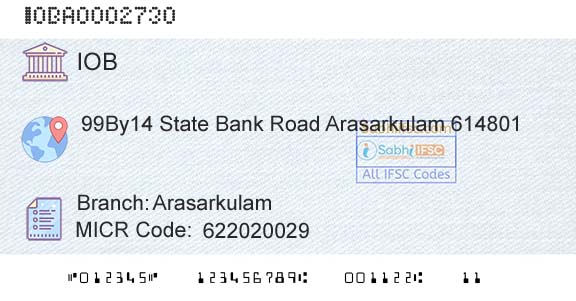 Indian Overseas Bank ArasarkulamBranch 