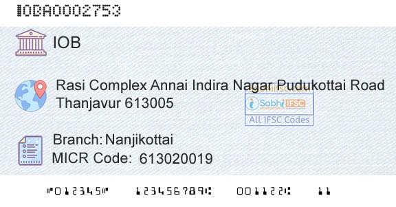 Indian Overseas Bank NanjikottaiBranch 