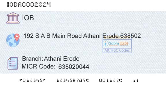 Indian Overseas Bank Athani ErodeBranch 