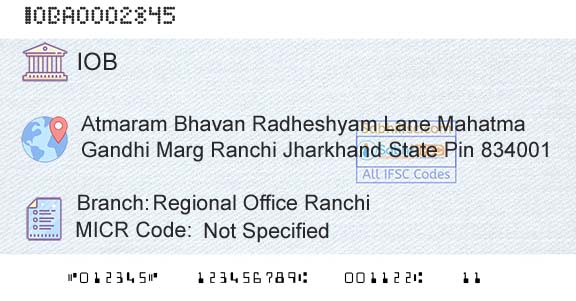 Indian Overseas Bank Regional Office RanchiBranch 