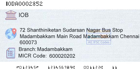 Indian Overseas Bank MadambakkamBranch 