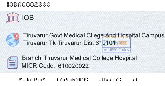 Indian Overseas Bank Tiruvarur Medical College HospitalBranch 