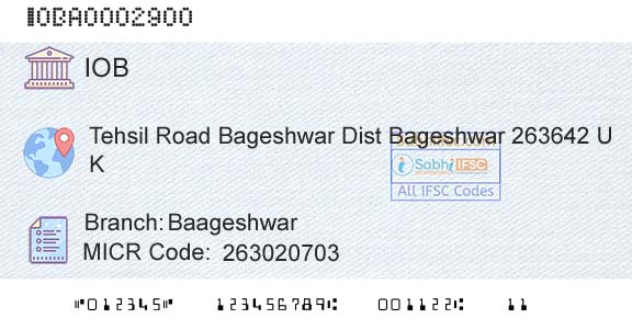 Indian Overseas Bank BaageshwarBranch 