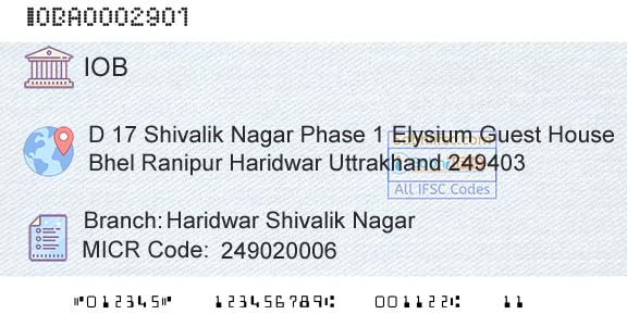 Indian Overseas Bank Haridwar Shivalik NagarBranch 