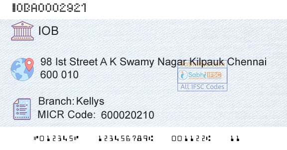 Indian Overseas Bank KellysBranch 