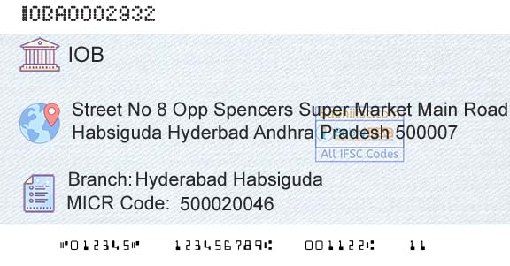 Indian Overseas Bank Hyderabad HabsigudaBranch 