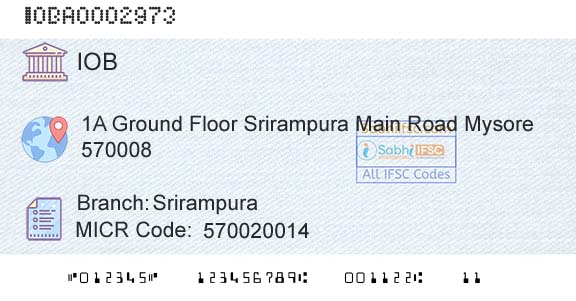 Indian Overseas Bank SrirampuraBranch 