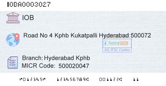Indian Overseas Bank Hyderabad KphbBranch 