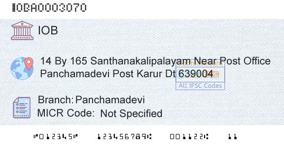 Indian Overseas Bank PanchamadeviBranch 