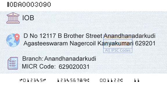 Indian Overseas Bank AnandhanadarkudiBranch 
