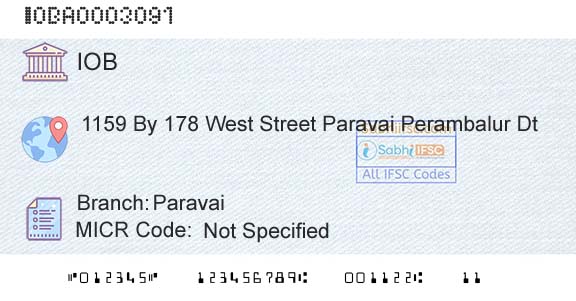 Indian Overseas Bank ParavaiBranch 