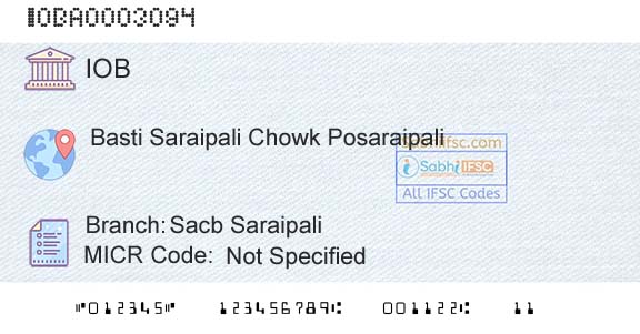 Indian Overseas Bank Sacb SaraipaliBranch 