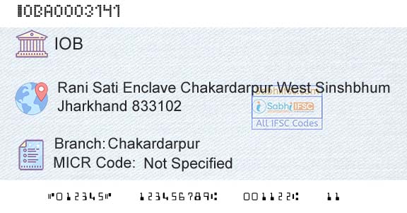 Indian Overseas Bank ChakardarpurBranch 