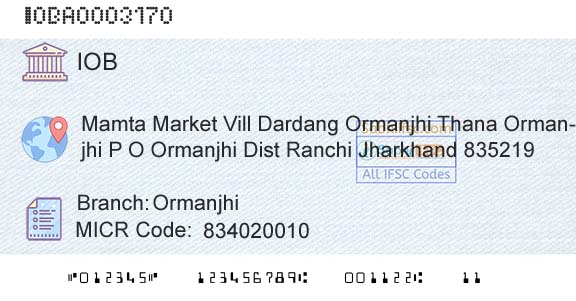 Indian Overseas Bank OrmanjhiBranch 